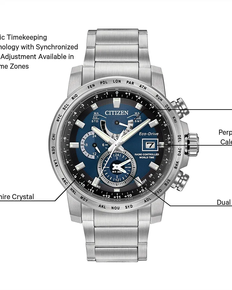 World Time A-T Blue Dial Stainless Steel Bracelet AT9070-51L | CITIZEN World Time A-T Blue Dial Stainless Steel Bracelet AT9070-51L | CITIZEN